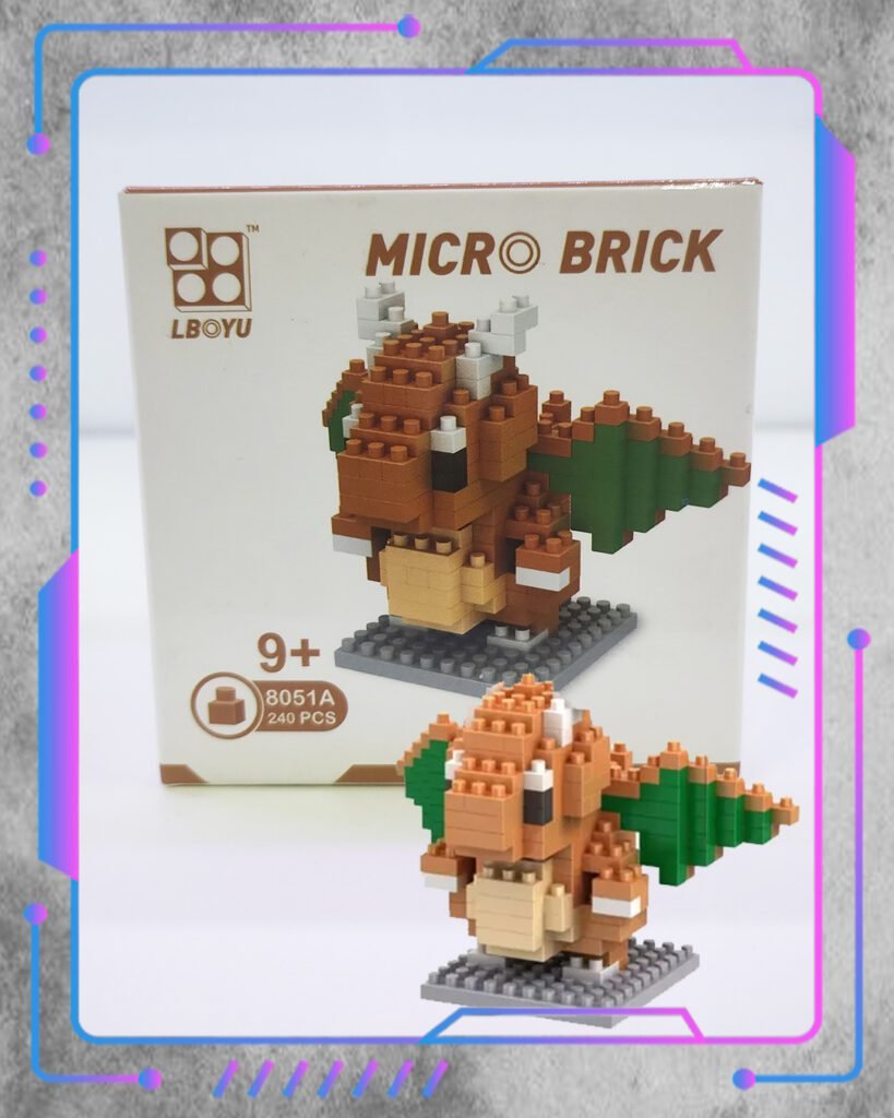 Micro Brick Pokemon, Dragonite – Pixel and Prints