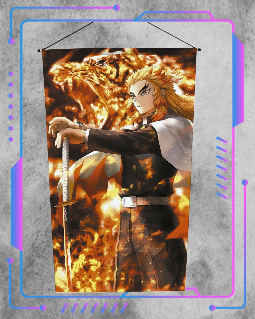 Banner Demon Slayer, Rengoku – Pixel and Prints