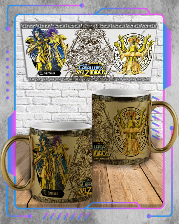 Taza Metalizada Saint Seiya, Geminis, Saga y Kanon