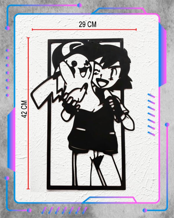 Cuadro 2D Pokemon, Ash y Pikachu