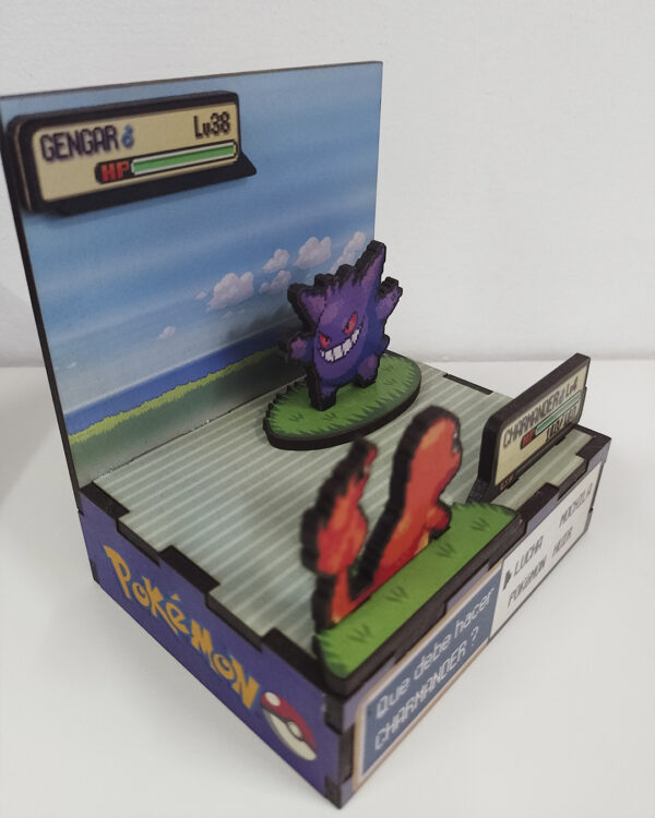 Pokemon, Duelo Gengar vs Charmander - 3 Diorama Pokemon, Charmander vs Gengar