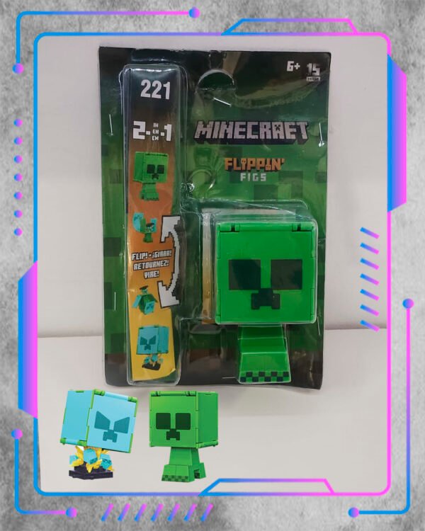 Minecraft, Creeper Figuras Minecraft Flippin' Figs 2 En 1, Creeper