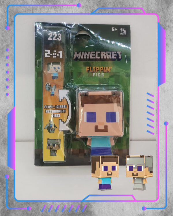 Figuras Minecraft Flippin' Figs 2 En 1, Steve