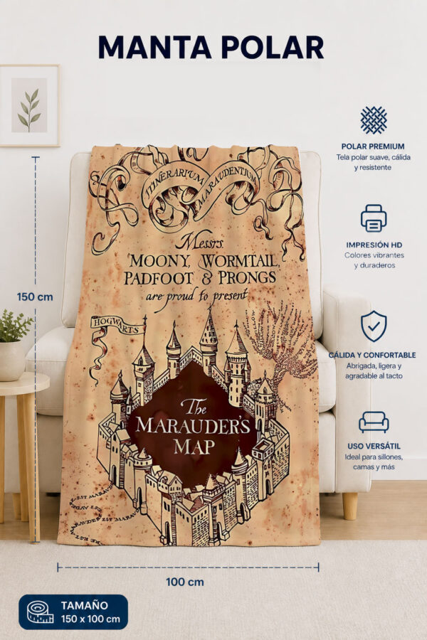 Manta Polar Harry Potter, Mapa del Merodeador - Preventa